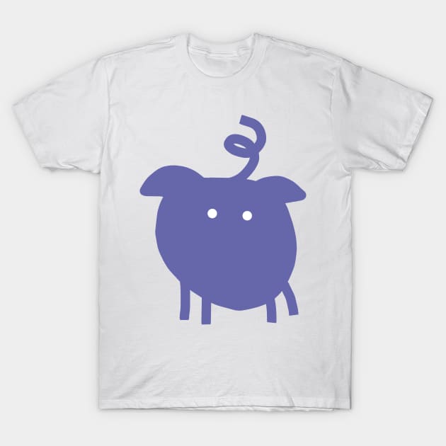 Mysterious Periwinkle Blue Chonk Pig T-Shirt by ellenhenryart